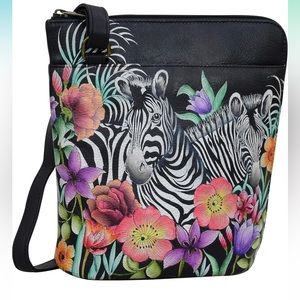 Anuschka 493 PKL Shoulder Bag- Playful Zebras